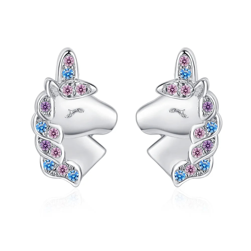 Elegant 925 Sterling Silver Zircon Stud Earrings for Women's Wedding and Engagement