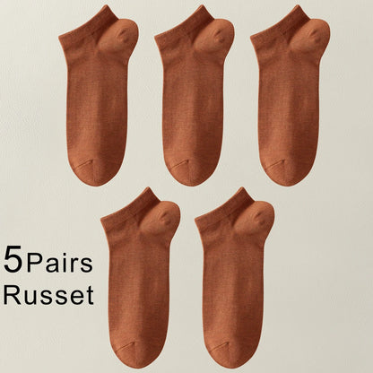 5 Pairs Bamboo Fiber Men No Show Breathable Ankle Socks