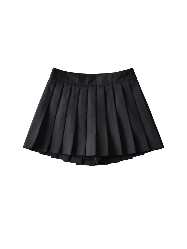 Summer High Waist Pleated Mini Skirt For Women White Black