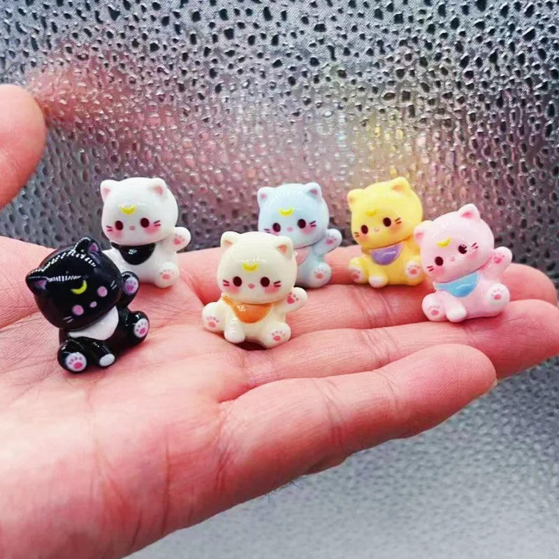 Miniature 3D Cartoon Cat Resin Charms Set for DIY Jewelry and Keychain Creations