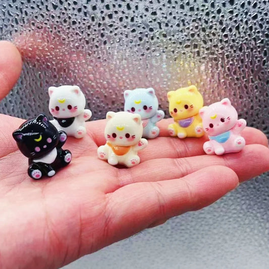 Miniature 3D Cartoon Cat Resin Charms Set for DIY Jewelry and Keychain Creations