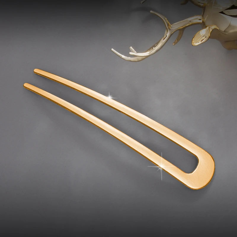 Elegant Silver Gold Enamel Shell Hairpin for Women U Shape Hair Stick Accessories