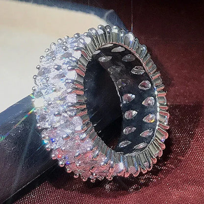 Elegant 925 Sterling Silver Big Water Drop Zircon Ring for Women Perfect Valentine's Day Gift