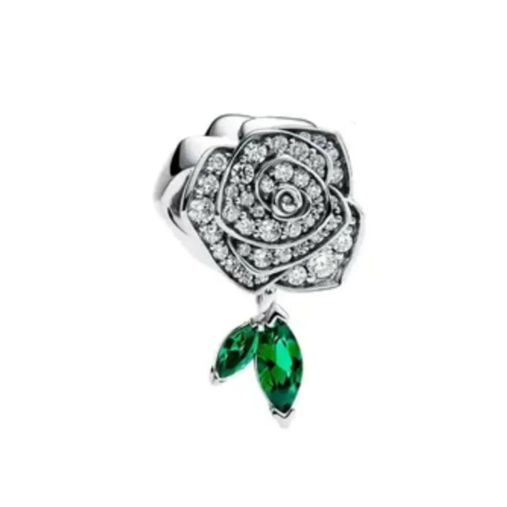 Exquisite 925 Silver Bead Pendant for DIY European Bracelets with Bow Rose Boy and Girl Charms P2008