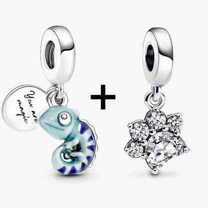 Chameleon and Turtle Pendant Beads for Charm Bracelets Jewelry Gift BD39
