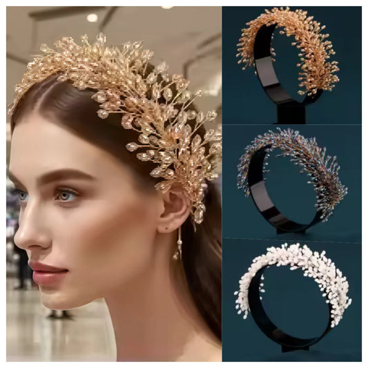 Luxury Handmade Bridal Hair Hoop with Crystal Rhinestone Headwear for Women Elegant Hair Ornament Jewelry