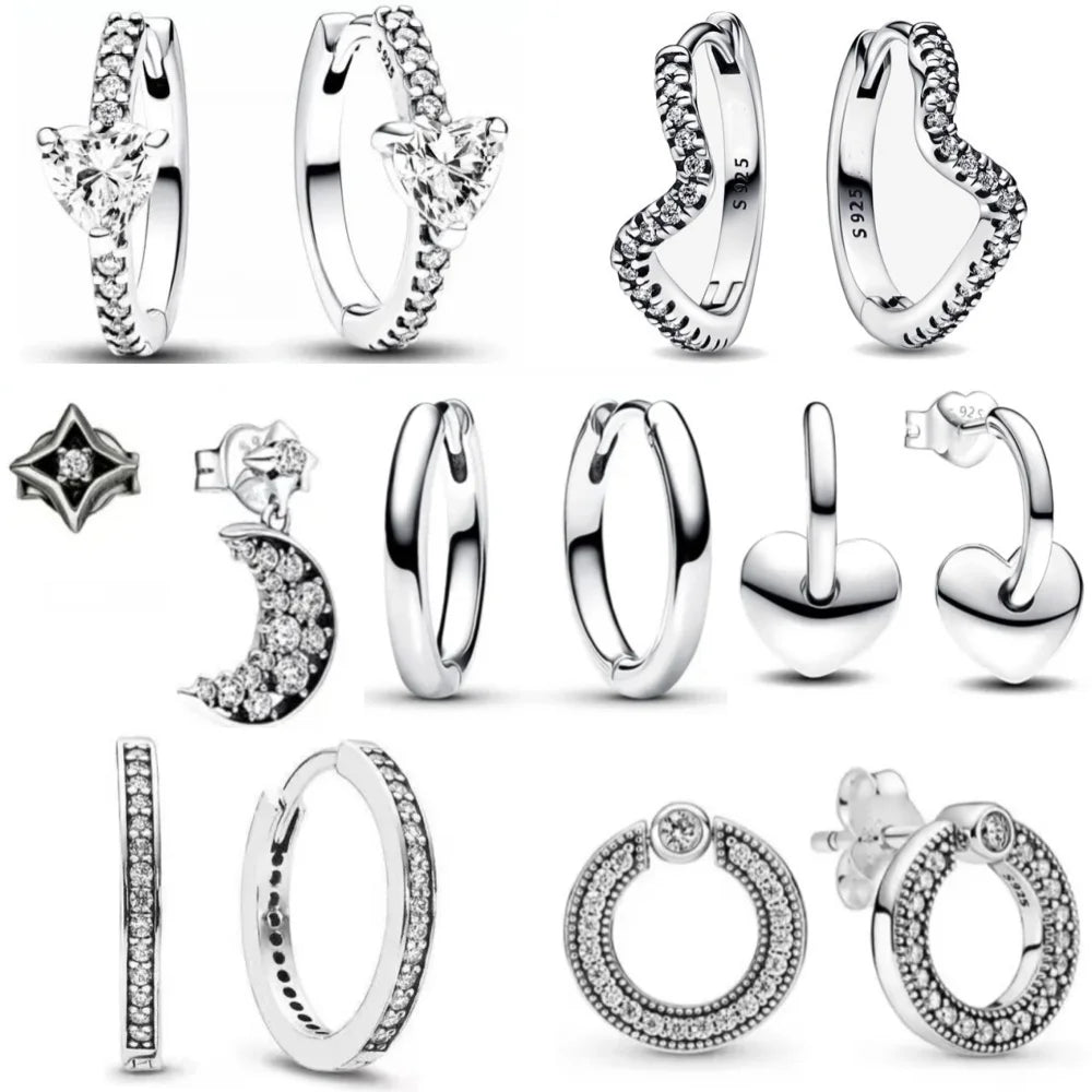 Hot Selling 925 Silver Square Leaf Sun and Moon Shaped Earrings Perfect Gift for European Women