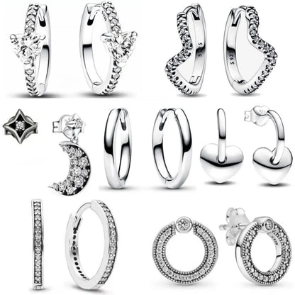 Hot Selling 925 Silver Square Leaf Sun and Moon Shaped Earrings Perfect Gift for European Women