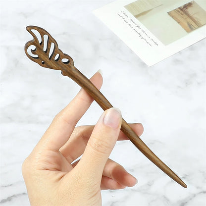 Elegant Green Sandalwood Chinese Vintage Hairpins Set for Women