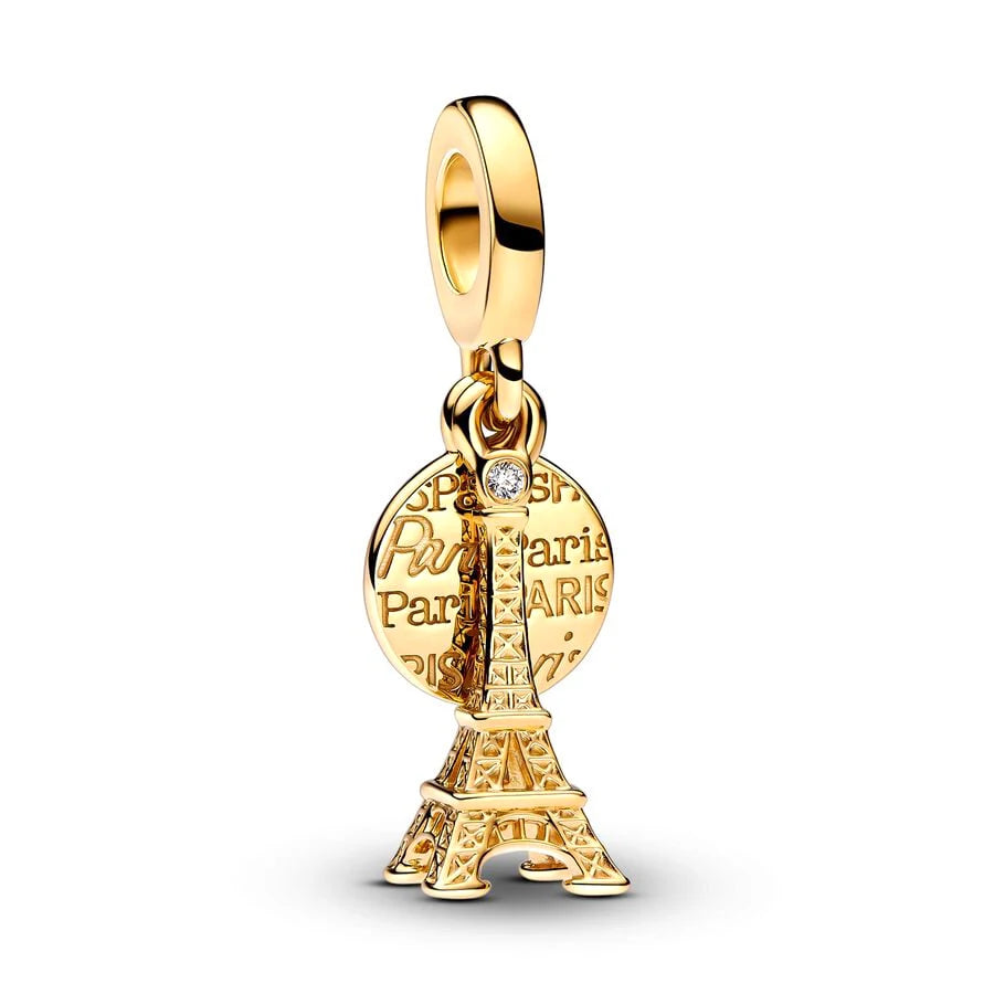 Fine Gold Eiffel Tower Statue Of Liberty Castle Charm Bead