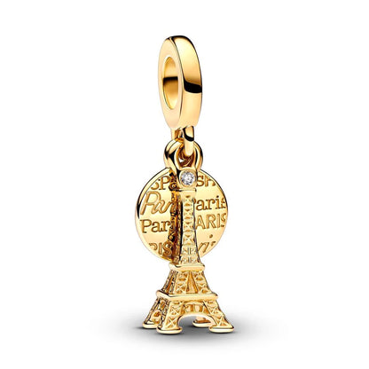Fine Gold Eiffel Tower Statue Of Liberty Castle Charm Bead