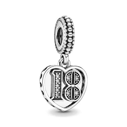 European 925 Sterling Silver Birthday Celebration Pendant Charm Bead for Women Bracelet and Necklace