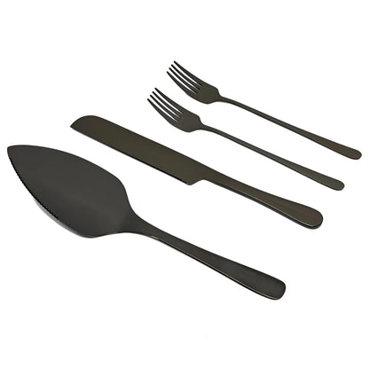 Elegant Personalized Wedding Cake Cutting Set with Engraved Knife and Forks