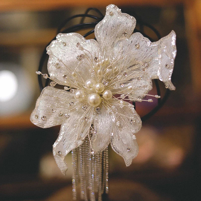 Elegant Bridal Pearl Hairpins for Women - Handmade Wedding Headdress Accessories