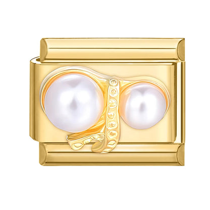 Golden 3D Bow Crown Flowers Pearl Charms for 9mm Italian Bracelet Stainless Steel DIY Jewelry