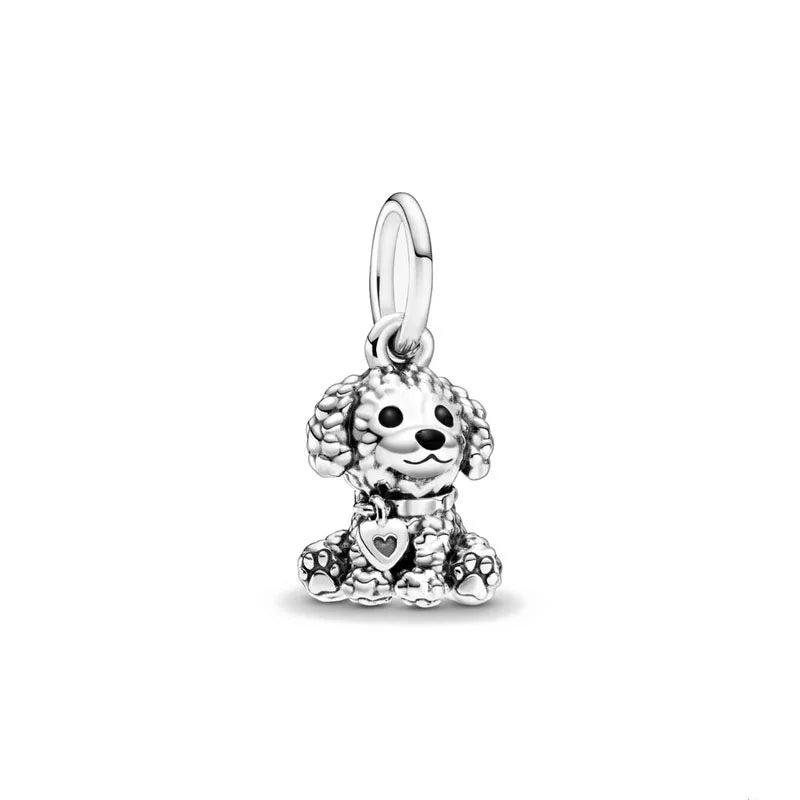 Spring Charms 925 Silver Football Mother Son Dog Pendant Bead Jewelry for European Bracelets and Necklaces
