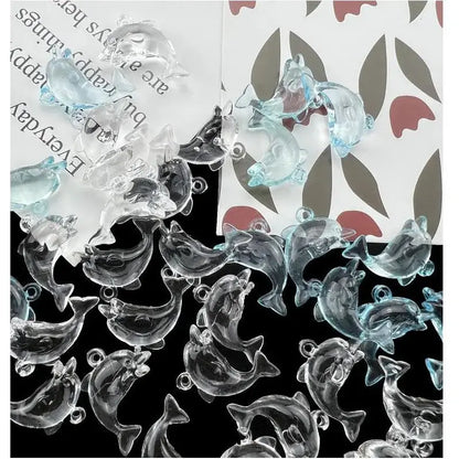 Kawaii Acrylic Dolphin Charms for DIY Jewelry Making - 10 Piece Set mix 5pairs photo