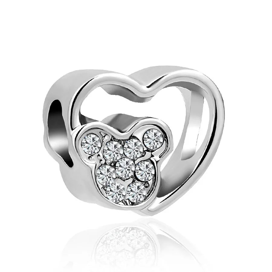 Exquisite 925 Silver Shell Bead Mouse Pendant for European Bracelets – DIY Jewelry Accessory with Zircon