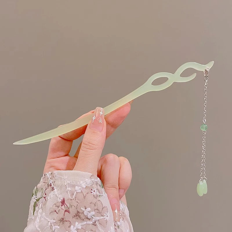 Elegant Chinese Tassel Hair Stick Floral Design Hairpin for Women