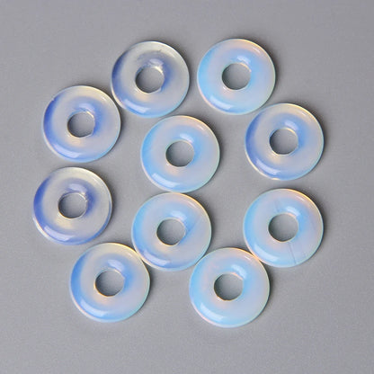 Elegant Labradorite Jade Agate Donut Beads Set for Jewelry Crafting 18mm 5pcs