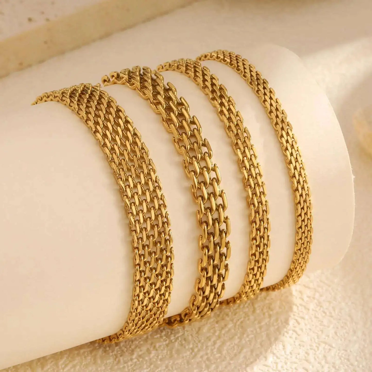 Gold Plated Italian Mesh Link Chain Bracelet for Women - Non Tarnish Stainless Steel Jewelry Gift