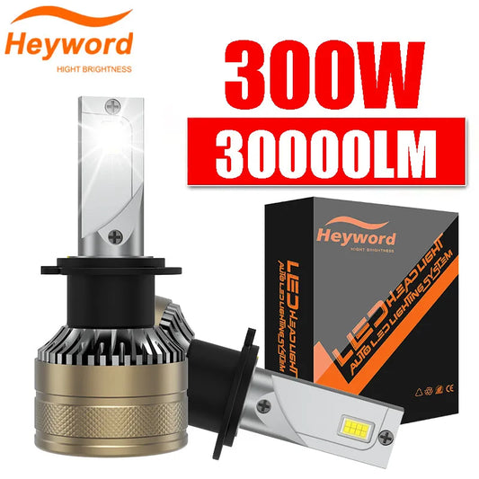 Heyword High Power 300W 30000LM Universal Car LED Headlight Bulbs H4 H7 H1 H8 H9 H11 9005 HB3 9006 HB4 9012 HIR2 Fog Lamp 6000K Bright White Light