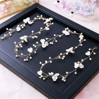 Elegant Pearl Bridal Tiara Headband for Weddings and Photography