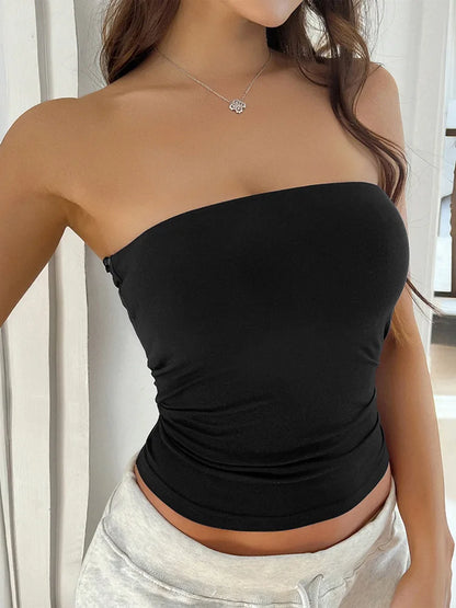 2025 Spring Summer New Cross-border Amazon Europe and America Y2KSexySolid Color Open-back Knit Strapless Top Women's