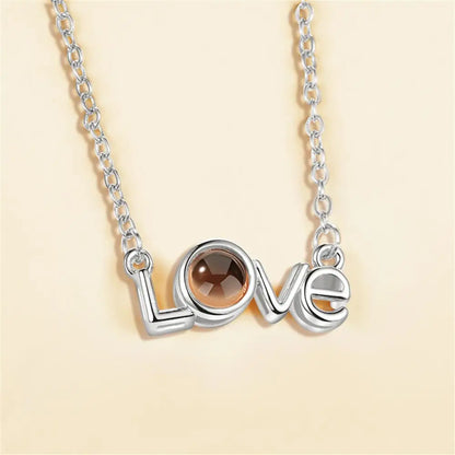 100 Languages I Love You Projection Pendant Necklace for Women silver-6