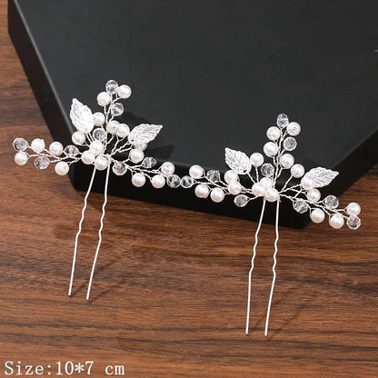 Elegant Pearl Rhinestone Flower Hair Pins for Women Wedding Accessories