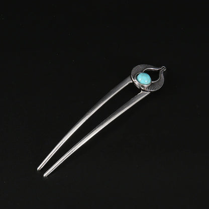 Elegant Turquoise Enamel Shell Hairpin for Women Luxury Metal U Shape Hair Stick