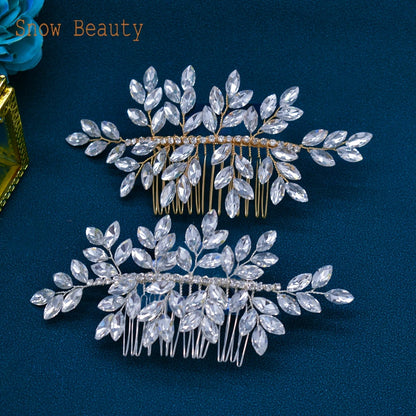 Elegant Crystal Bridal Hair Comb Silver Gold Wedding Headpiece for Women