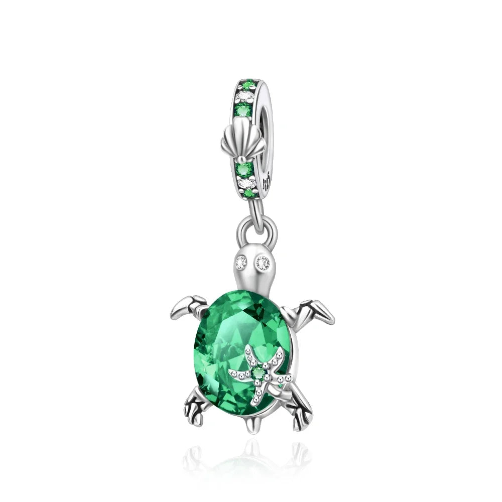 Green Monstera Leaf Charm 925 Sterling Silver Dangle Bracelet Jewelry for Women CCT609-5