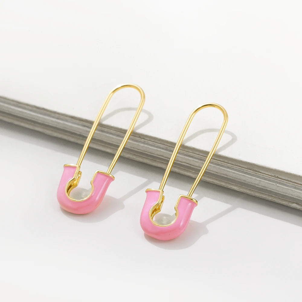 Charming Pink Heart Zircon Huggie Earrings Set for Women Fashion Hoop Jewelry