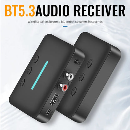 Bluetooth 5.3 USB Audio Receiver Wireless Stereo Adapter 3.5mm AUX RCA Support U Disk Playback for Desktop Speaker Amplifier
