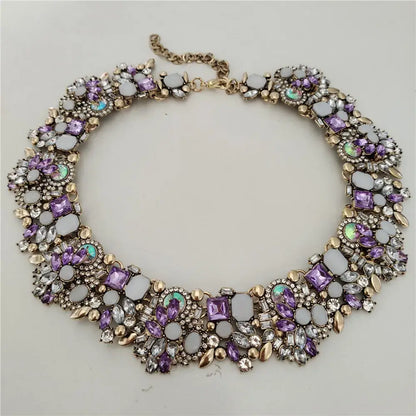 Indian Ethnic Crystal Rhinestone Necklace Earrings Set for Bridal 2024 Purple