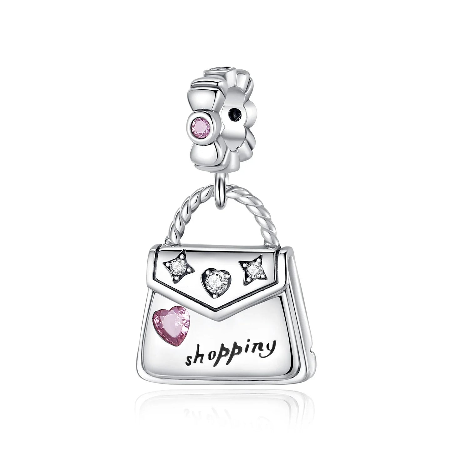 Romantic 925 Sterling Silver Lipstick Charm Pendant with Zircon for Womens Bracelets Necklaces DIY Jewelry Gift