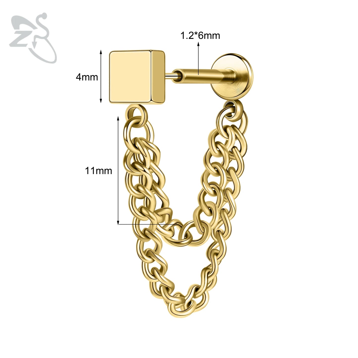 ZS 16G Stainless Steel Stud Earrings for Women and Girls with CZ Crystal Tassel Drop Design