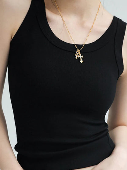 Modal Ribbed Camisole with Padded Bust Women Sleeveless Undershirt Summer Solid Color Outerwear Concealing Side Cleavage