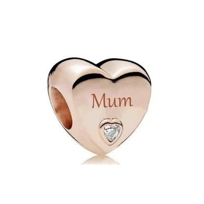 European Rose Gold Heart Charm Bead for Women Perfect for Mother's Day Bracelet and Necklace Jewelry