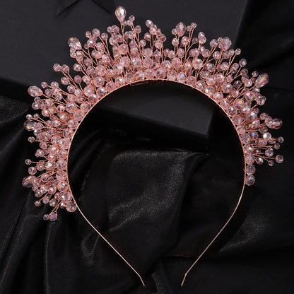 Luxury Crystal Bridal Crown Headband with Silver Diamonds Handmade Wedding Hair Accessories for Elegant Brides and Bridesmaids