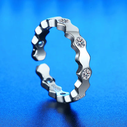Elegant 925 Sterling Silver Heart Zircon Adjustable Ring for Women