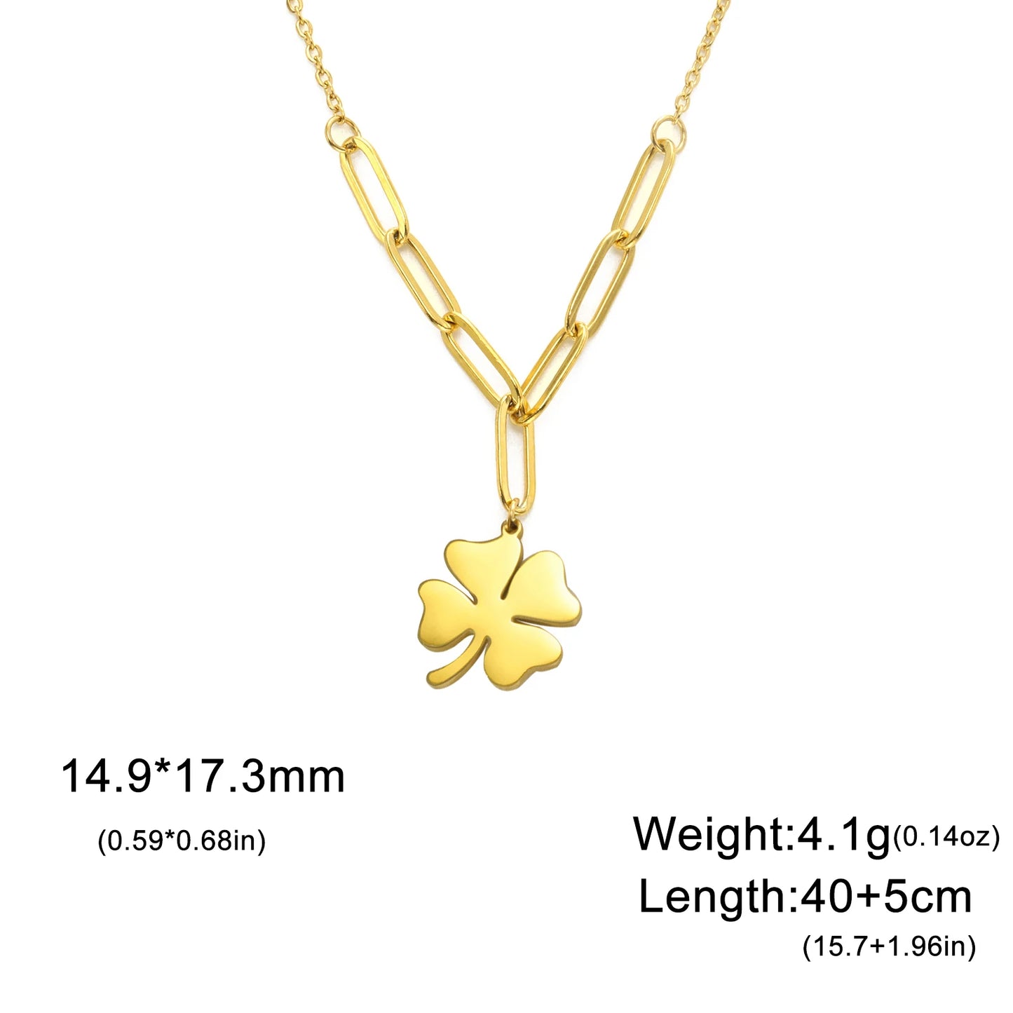 Cazador 2025 Lucky Clover Pendant Necklace Gold Color Double Layer Stainless Steel Jewelry for Women and Girls