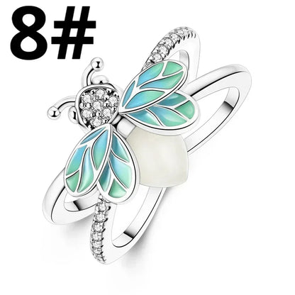 Authentic Luminous Firefly Bee Light Bulb Charm Ring Earrings 925 Sterling Silver DIY Jewelry Gift
