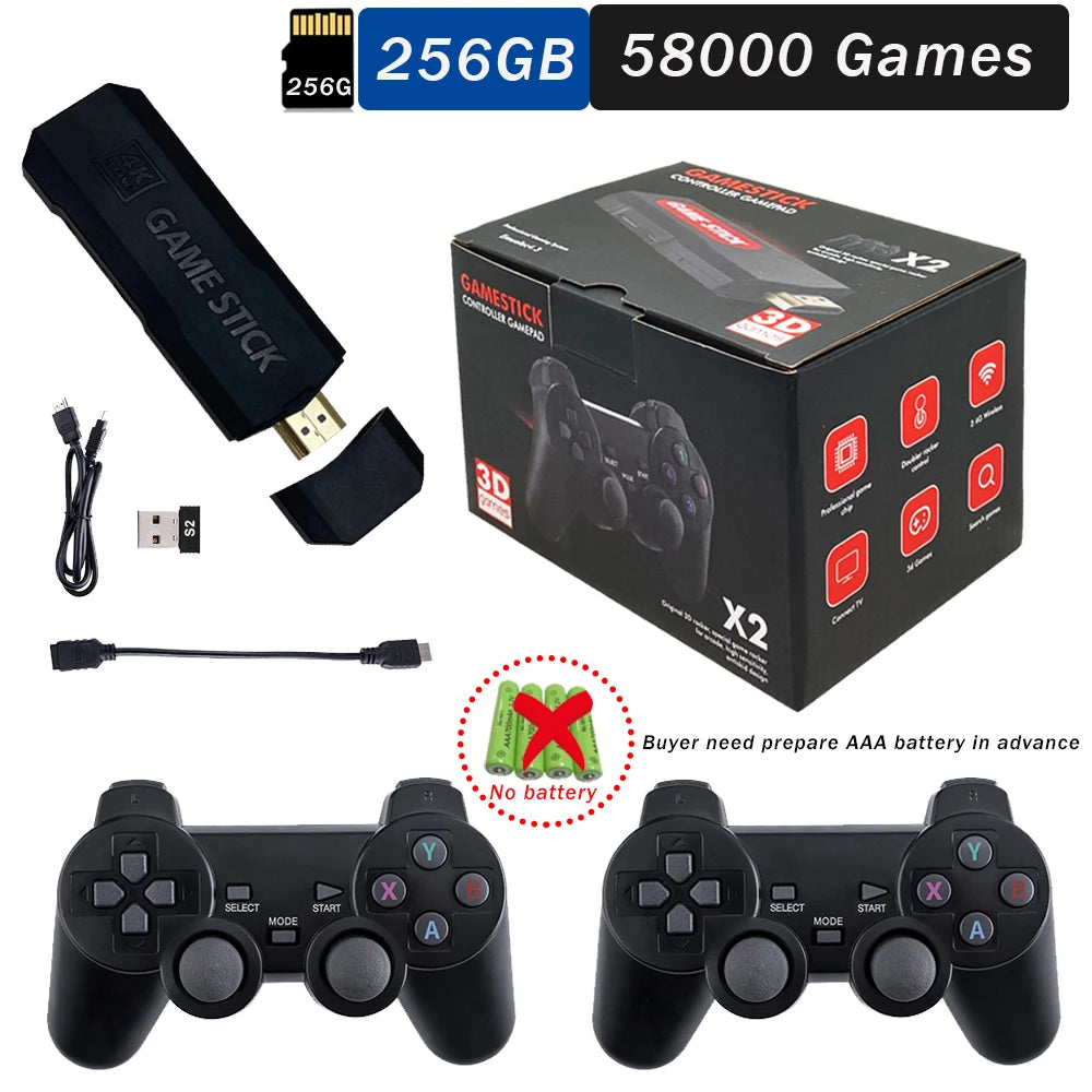 2024 GD10 X2 Pro 4K HD Portable TV Game Console With Dual Rechargeable Wireless Controllers 64GB 128GB 256GB 58,000 Games