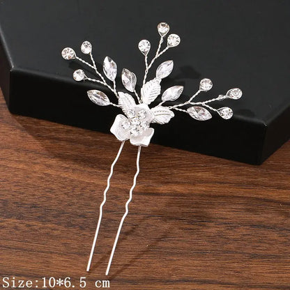 Elegant Pearl Rhinestone Flower Hair Pins for Women Wedding Accessories