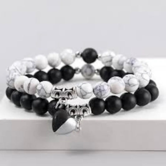 Magnetic Love Stone Beaded Couple Bracelets Set for Women and Men