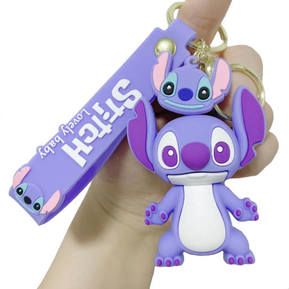 Kawaii Anime Disney Keychain Set Featuring Mickey Mouse, Minnie, Lilo & Stitch