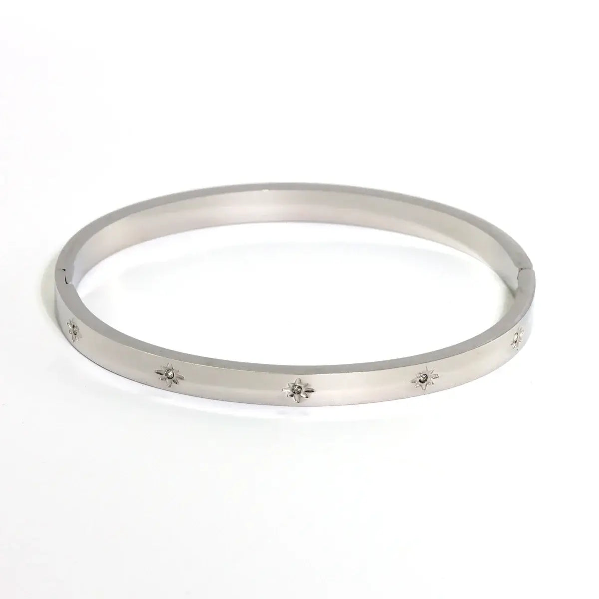 New Waterproof Cubic Zirconia Heart Flower Bangles Jewelry for Women BR8380-Silver CHINA