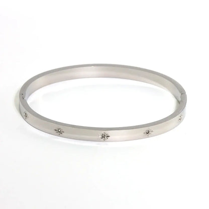 New Waterproof Cubic Zirconia Heart Flower Bangles Jewelry for Women BR8380-Silver CHINA